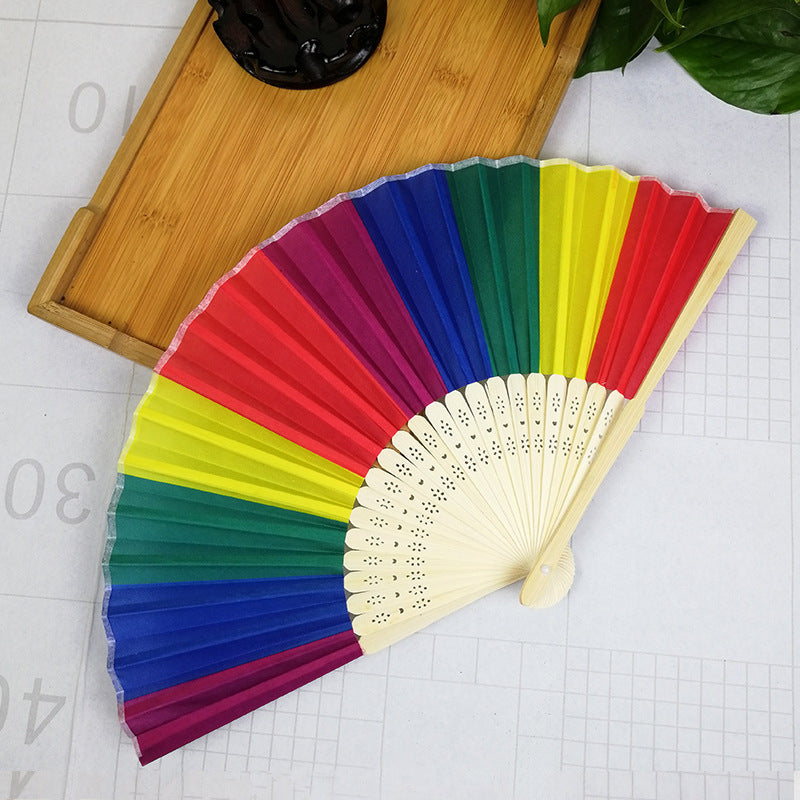 Damen Handfächer Künstlerisches Design Farbenfroh 7