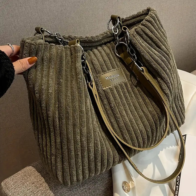Damen Handtasche Minimalistisch Corduroy Stil 0