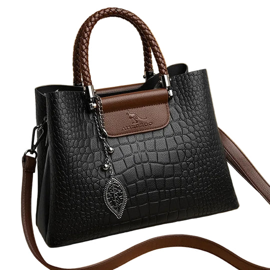 Damen Handtasche Stilvoll mit Drei Fächern und Verstellbarem Schultergurt 0