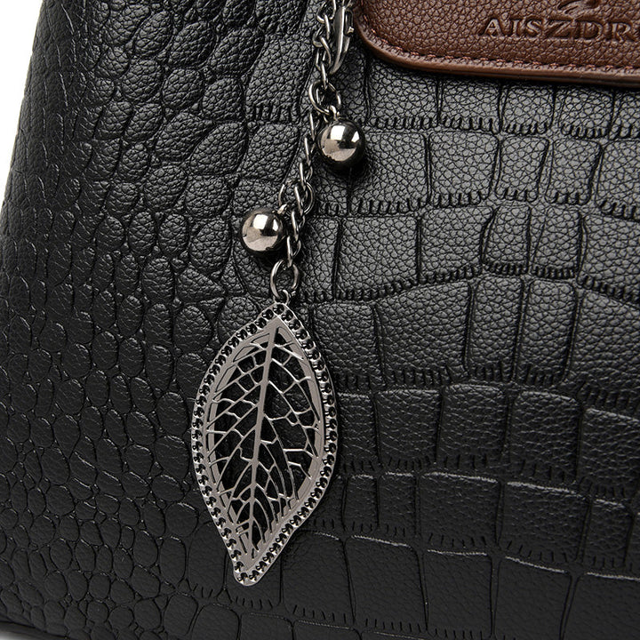 Damen Handtasche Stilvoll mit Drei Fächern und Verstellbarem Schultergurt 3
