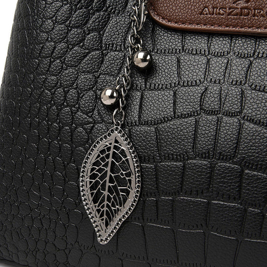 Damen Handtasche Stilvoll mit Drei Fächern und Verstellbarem Schultergurt 3