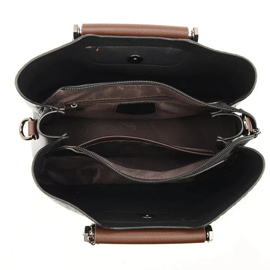 Damen Handtasche Stilvoll mit Drei Fächern und Verstellbarem Schultergurt 5