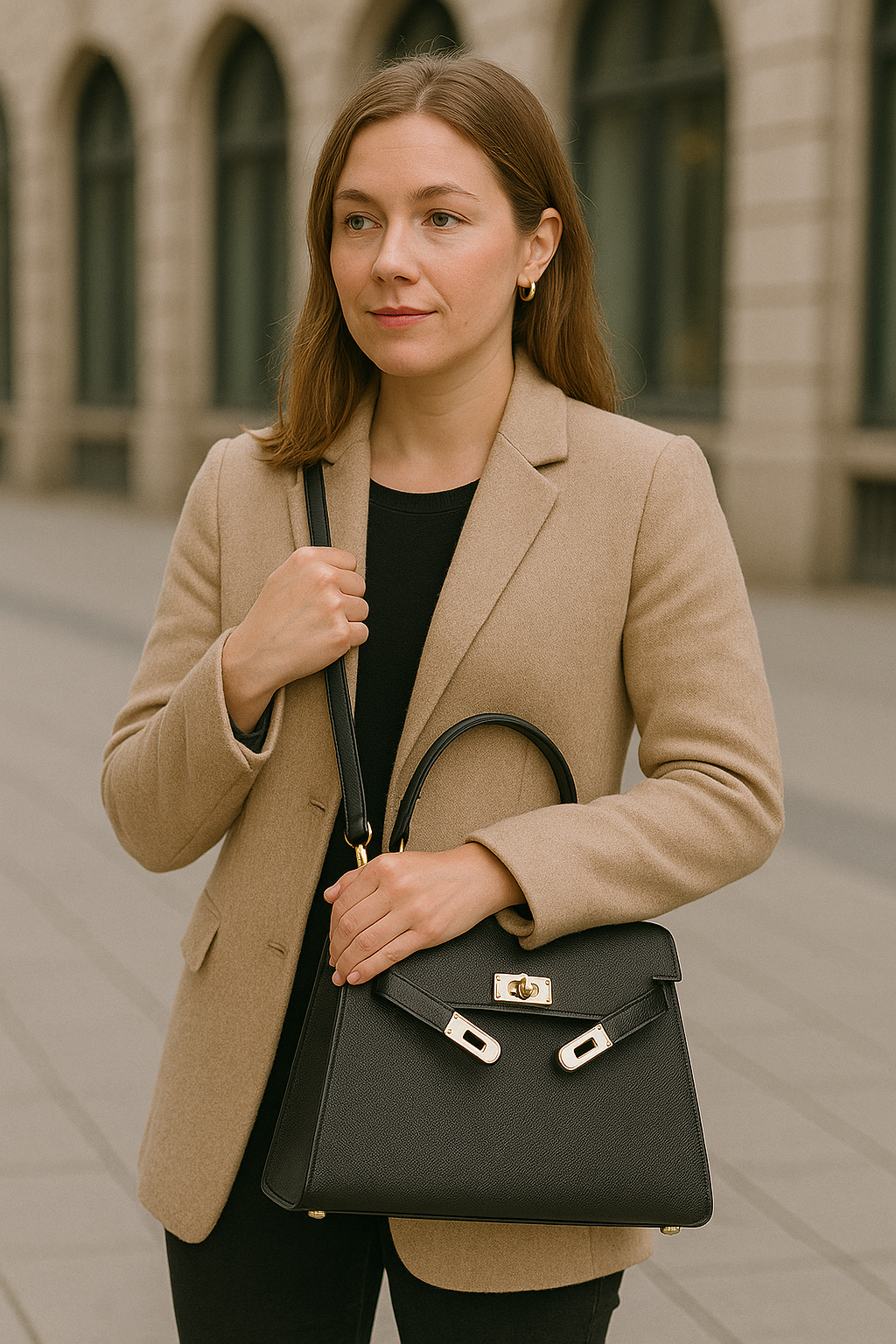 Damen Handtasche Strukturierte Form Mit Metallverschluss Hochwertiges Material 1