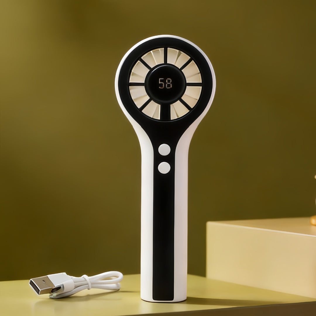 Damen Handventilator Kompakt mit LCD-Temperaturanzeige und USB-Ladefunktion 5