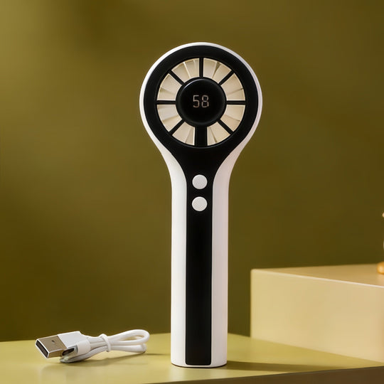 Damen Handventilator Kompakt mit LCD-Temperaturanzeige und USB-Ladefunktion 5
