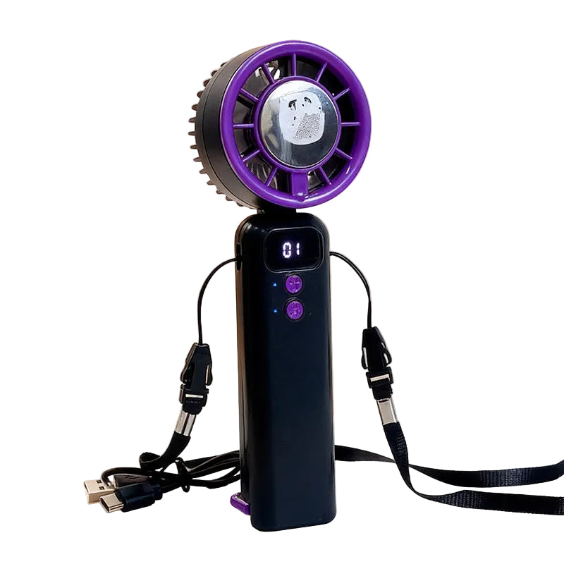 Damen Handventilator Modernes Design mit LED-Anzeige und USB-Ladefunktion 0
