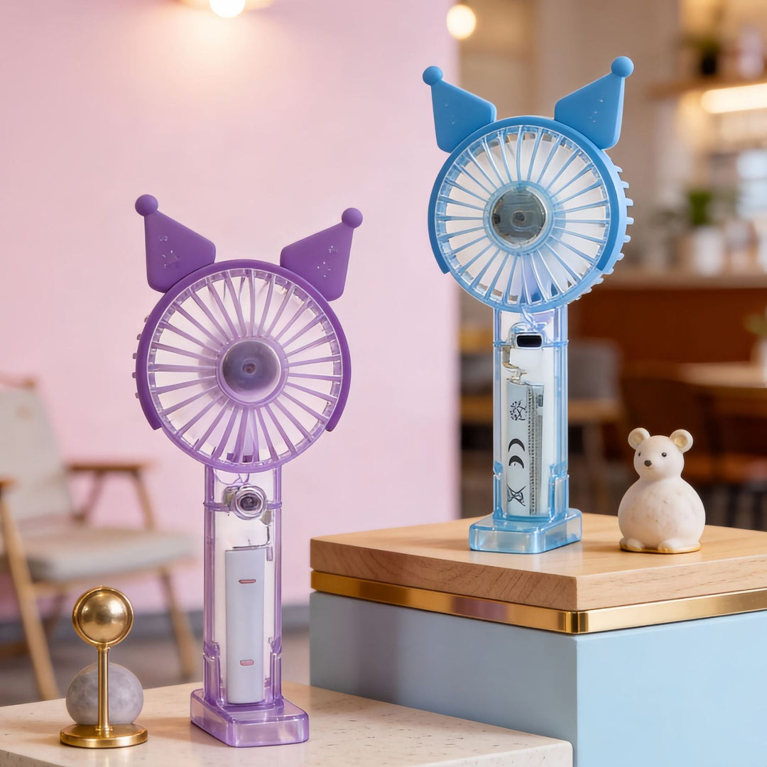 Damen Handventilator Tragbar mit Sprühfunktion und LED-Beleuchtung 4