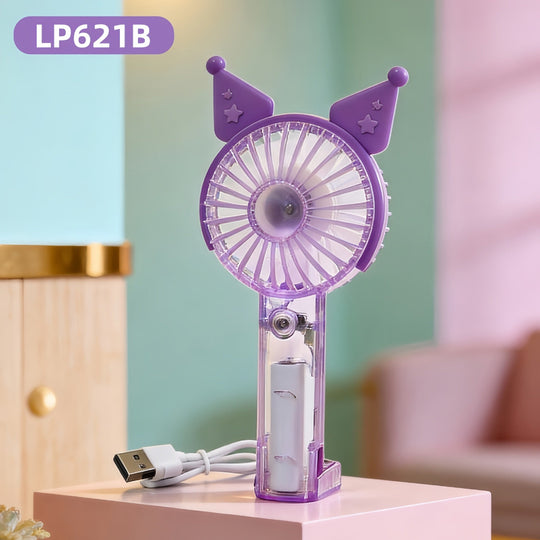Damen Handventilator Tragbar mit Sprühfunktion und LED-Beleuchtung 9