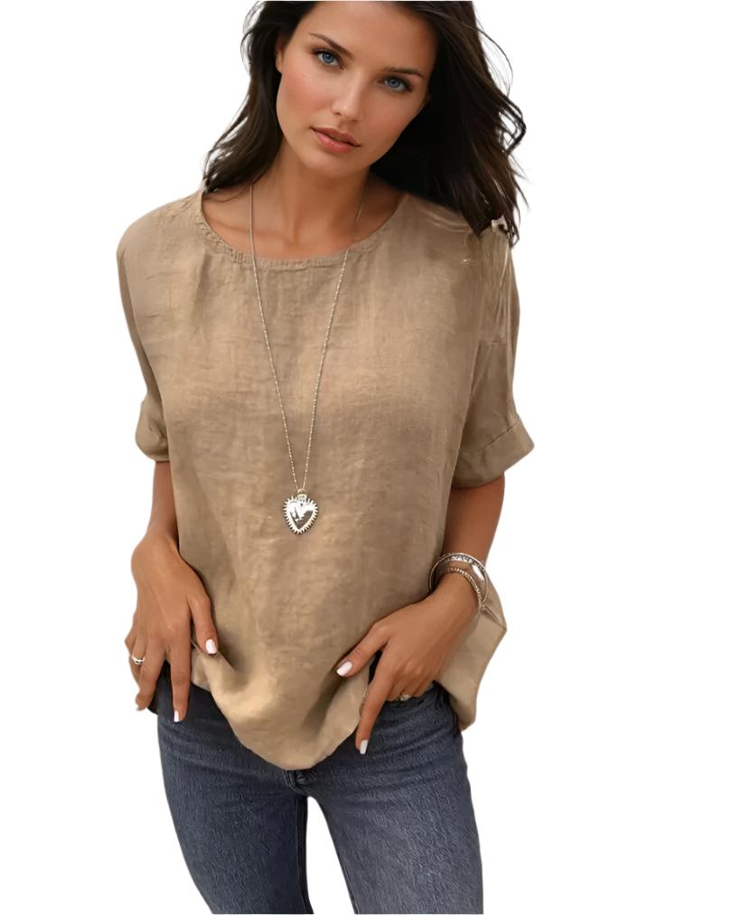 Damen Hemd Baumwoll-Leinen-Mischung Elegant 0