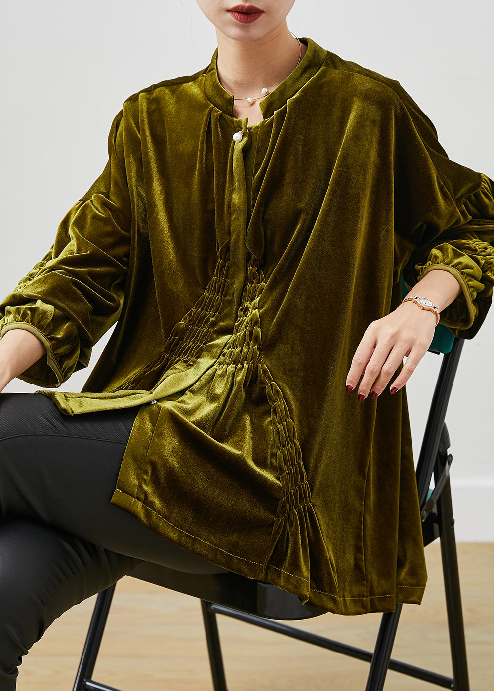 Damen Hemd Oversized Army Grün Trendy Look 0
