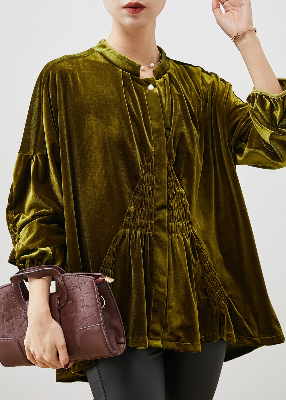 Damen Hemd Oversized Army Grün Trendy Look 1