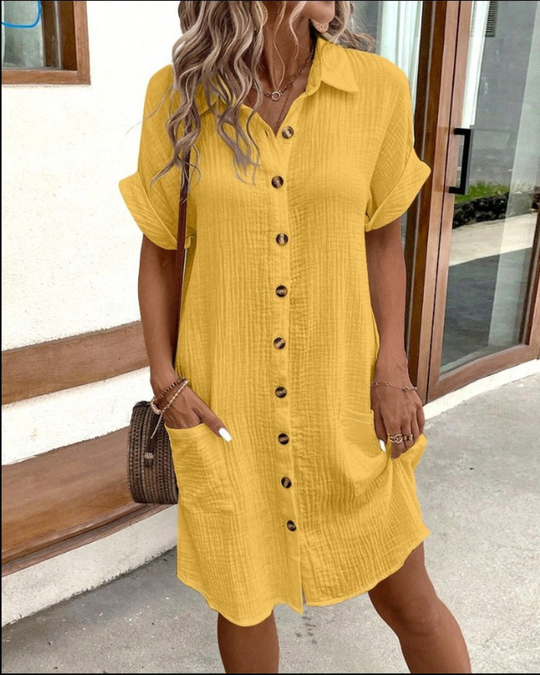 Damen Hemdkleid Klassisch Leichtes Atmungsaktives Material 1