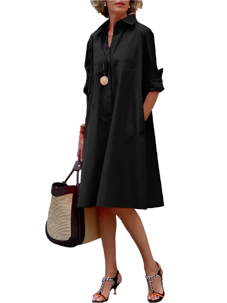 Damen Hemdkleid Lässig Polyester Atmungsaktiv für Sommer und Freizeit 0