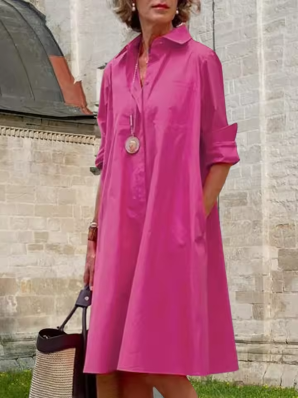 Damen Hemdkleid Lässig Polyester Atmungsaktiv für Sommer und Freizeit 10