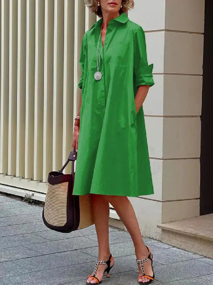 Damen Hemdkleid Lässig Polyester Atmungsaktiv für Sommer und Freizeit 3