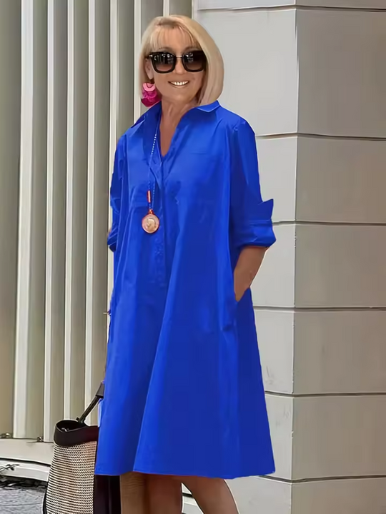 Damen Hemdkleid Lässig Polyester Atmungsaktiv für Sommer und Freizeit 7