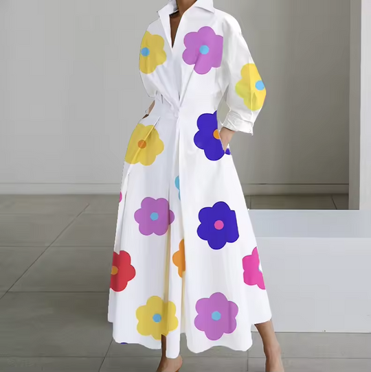 Damen Hemdkleid Tailliert Mit Kragen Aus Hochwertigem Stoff 6