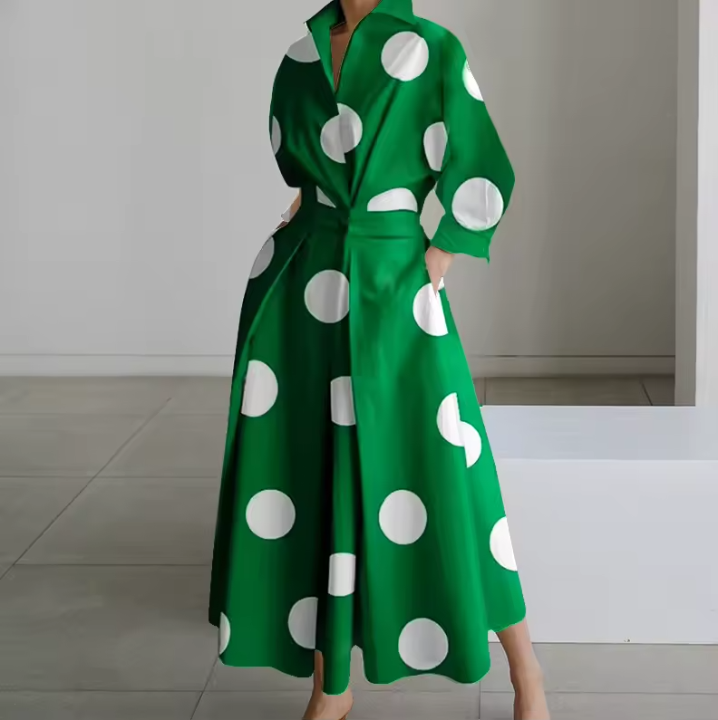 Damen Hemdkleid Tailliert Mit Kragen Aus Hochwertigem Stoff 9
