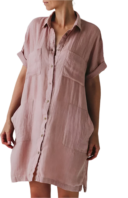 Damen Hemdkleid mit Reverskragen und Taschen 0