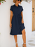 Damen Hemdkleid mit Taillengürtel und Kragen 4