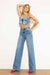 Damen High Rise Weite Jeans mit Perlenbesatz in Mittelstein 3