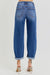 Damen Hochgeschnittene Crop Jeans Mittelblau 2