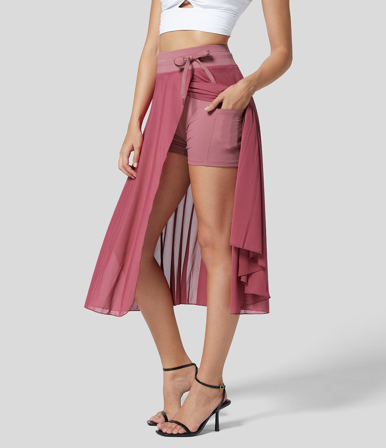 Damen Hochtaillierte 2-in-1 Rock Elegant 8