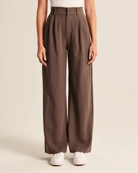 Damen Hochtaillierte Hose mit Weiten Beinen aus Woven Stoff 10