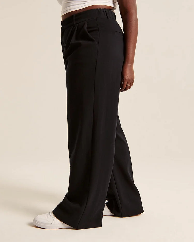 Damen Hochtaillierte Hose mit Weiten Beinen aus Woven Stoff 4