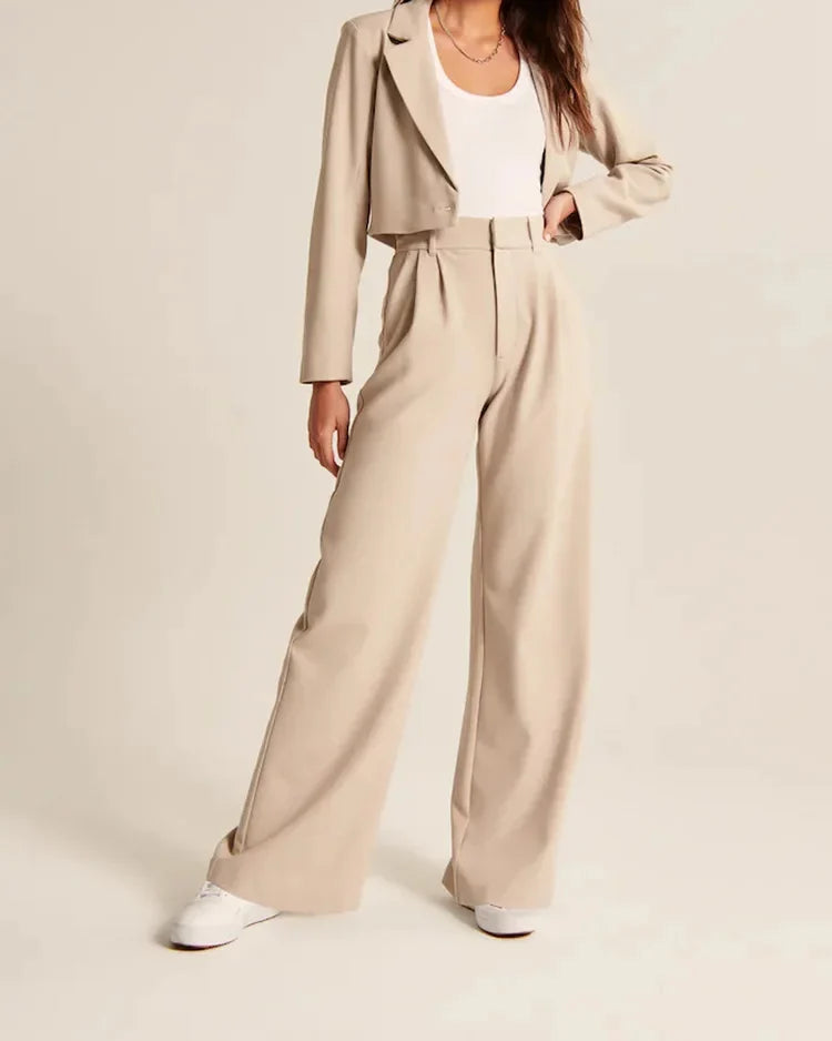 Damen Hochtaillierte Hose mit Weiten Beinen aus Woven Stoff 6