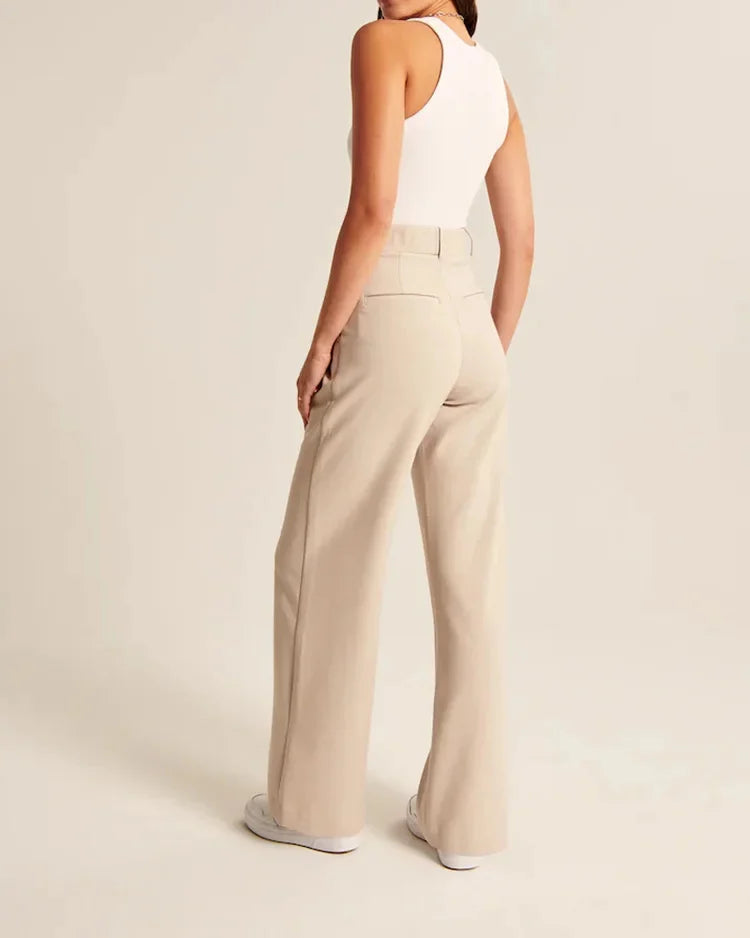 Damen Hochtaillierte Hose mit Weiten Beinen aus Woven Stoff 8