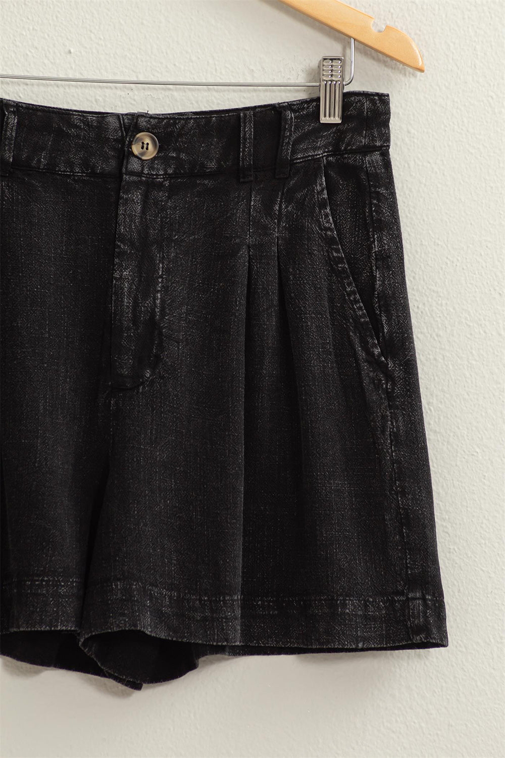 Damen Hochtaillierte Shorts aus Leinen mit Falten für Sommer 4