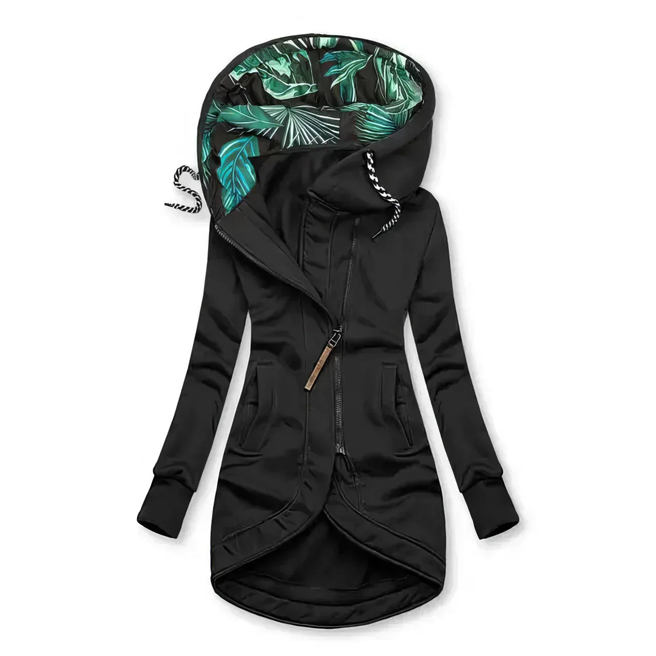 Damen Hoodie Wasserabweisend Tropenmuster Enganliegend 3