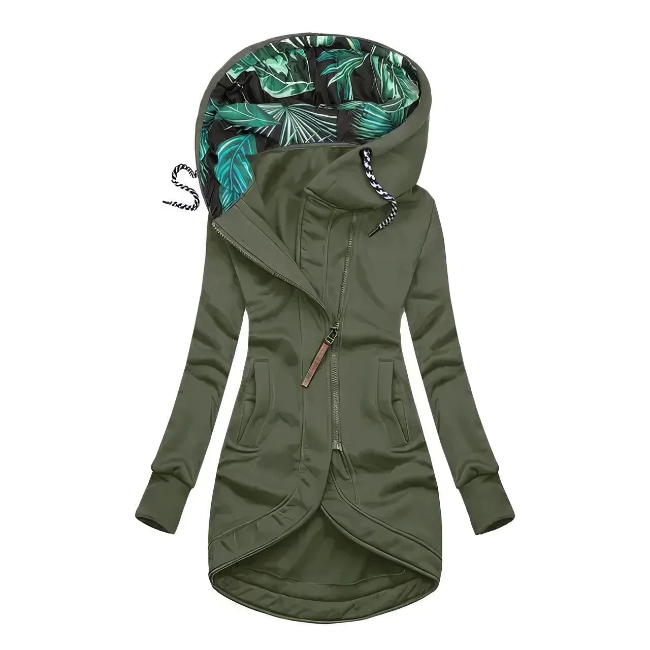 Damen Hoodie Wasserabweisend Tropenmuster Enganliegend 7