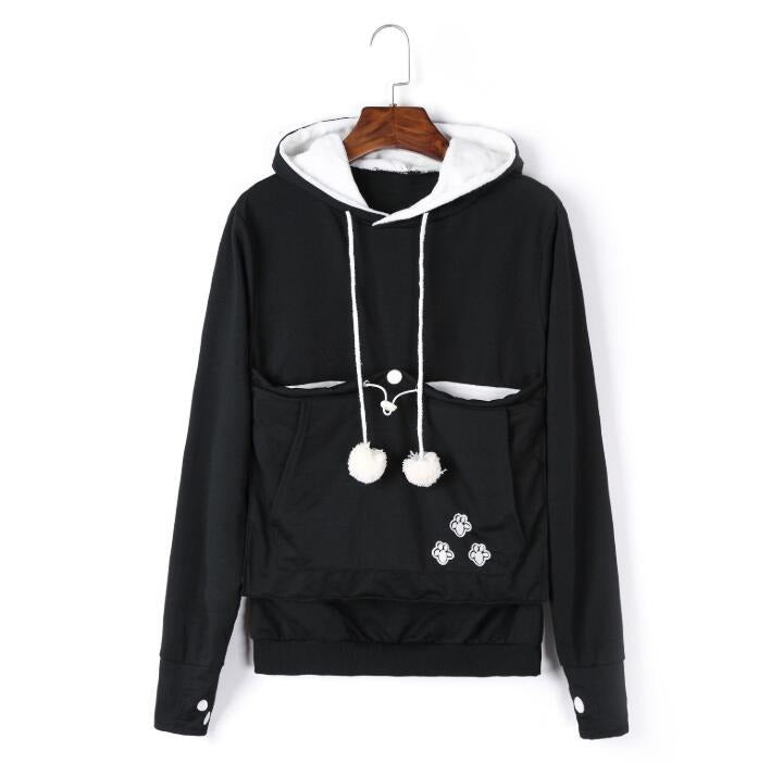 Damen Hoodie mit Katzentasche im herbstlichen Stil 0