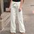 Damen Hosen Baumwoll-Leinen Schnitt Locker Gerade Sommermode 3