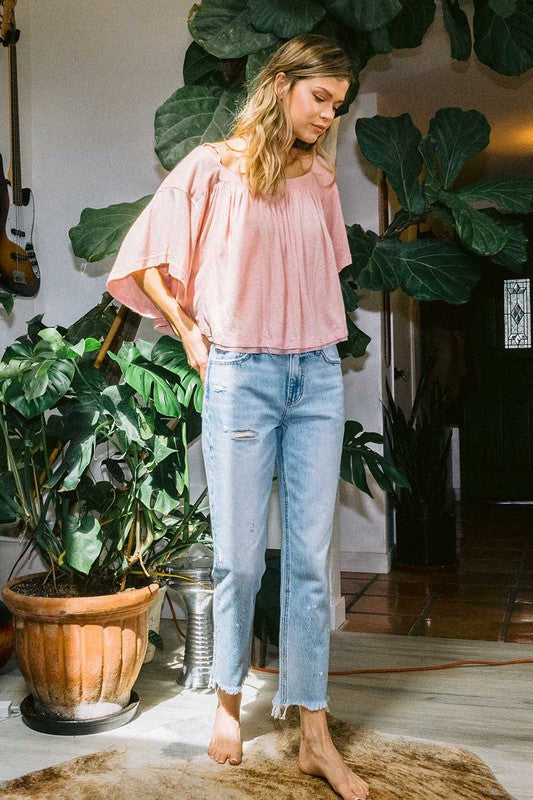 Damen Jeans Hoch geschnitten Ankle Straight Leg Denim 1