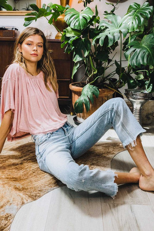 Damen Jeans Hoch geschnitten Ankle Straight Leg Denim 2