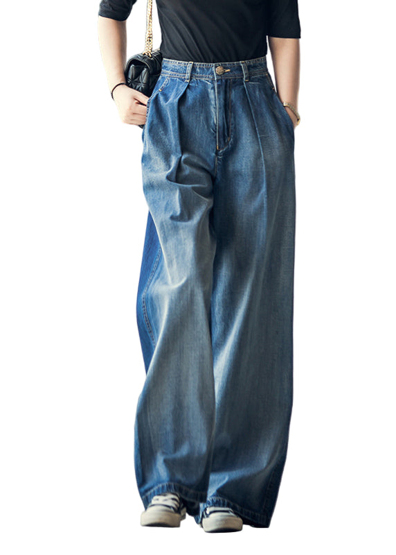 Damen Jeans Hohe Taille Weites Bein 0