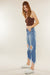Damen Jeans Mom Fit Hohe Taille Robustes Denim Dunkel 1