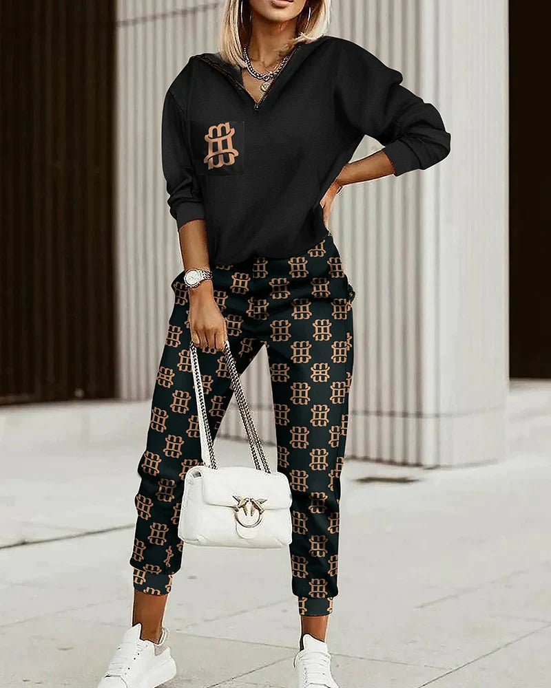 Damen Jogginganzug Cropped Mit Monogramm-Details Aus Weicher Mischfaser 5