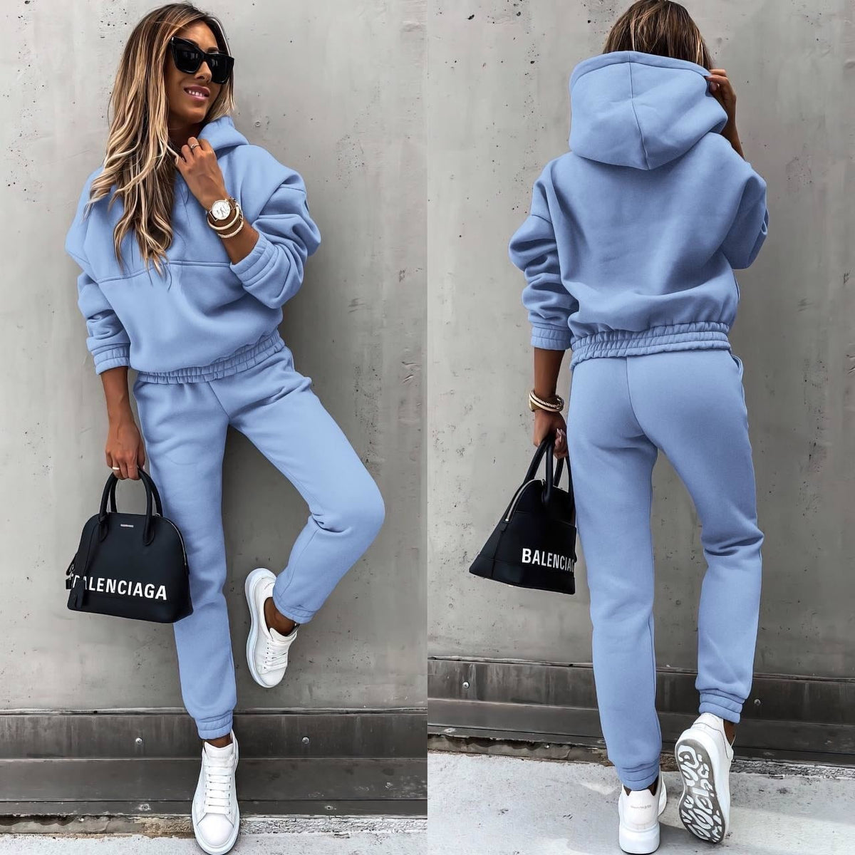 Damen Jogginganzug Oversized Hoodie und Tapered Pants aus Weichem Mischgewebe 6