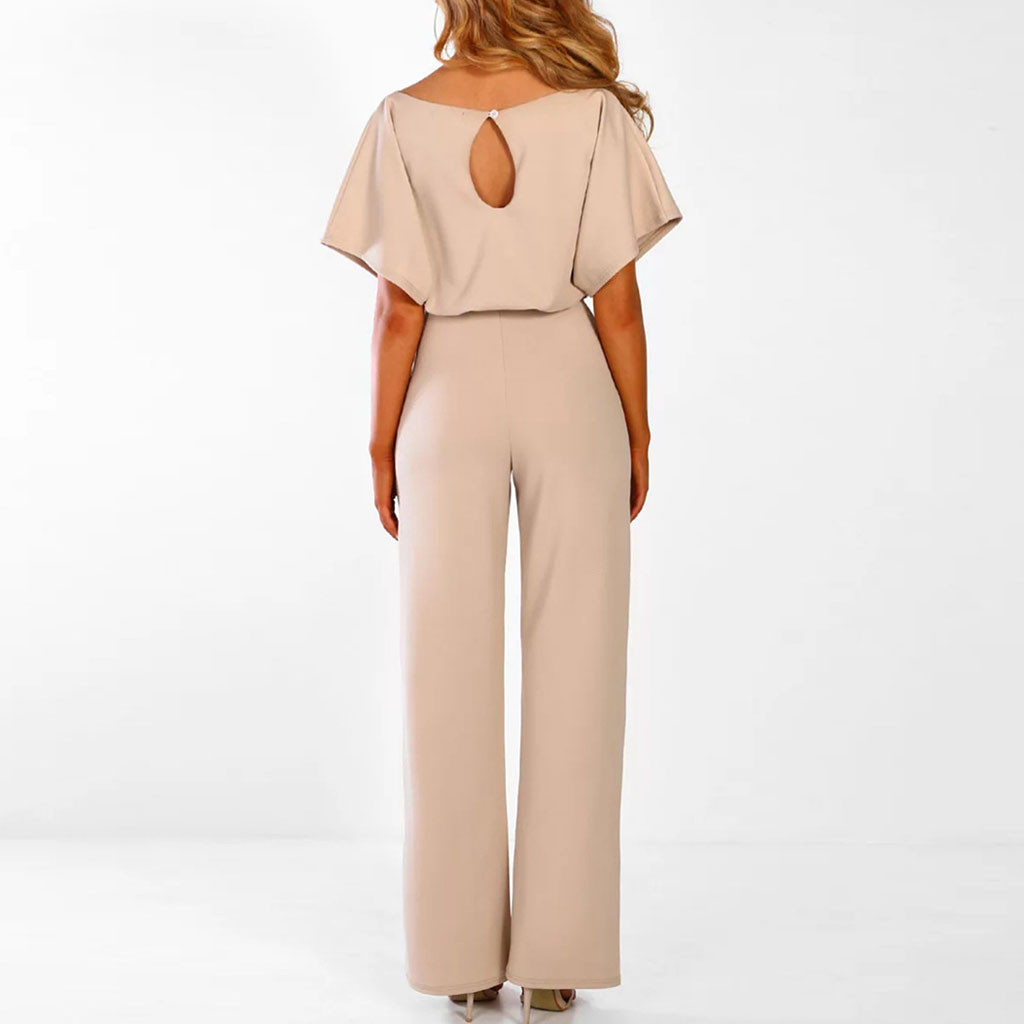 Damen Jumpsuit Festlich Baumwollmix Figurbetont Weite Hosenbeine 2