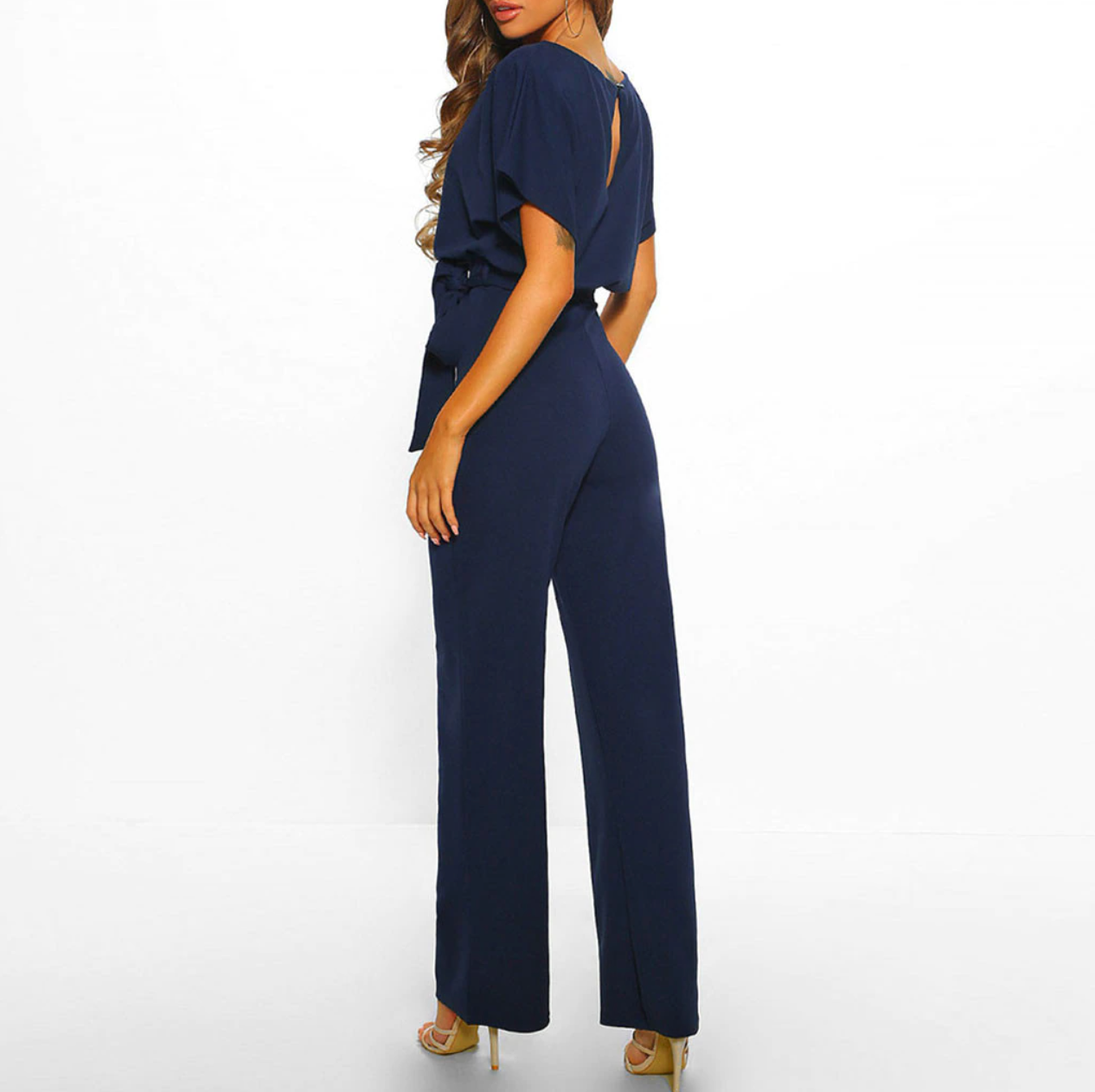 Damen Jumpsuit Festlich Baumwollmix Figurbetont Weite Hosenbeine 7