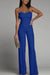 Damen Jumpsuit Hochtailliert Schulterfrei Festlich Schwarz 3