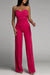 Damen Jumpsuit Hochtailliert Schulterfrei Festlich Schwarz 5