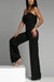 Damen Jumpsuit Hochtailliert Schulterfrei Festlich Schwarz 7