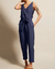 Damen Jumpsuit Lässig Leinen Mit Taillengürtel 0