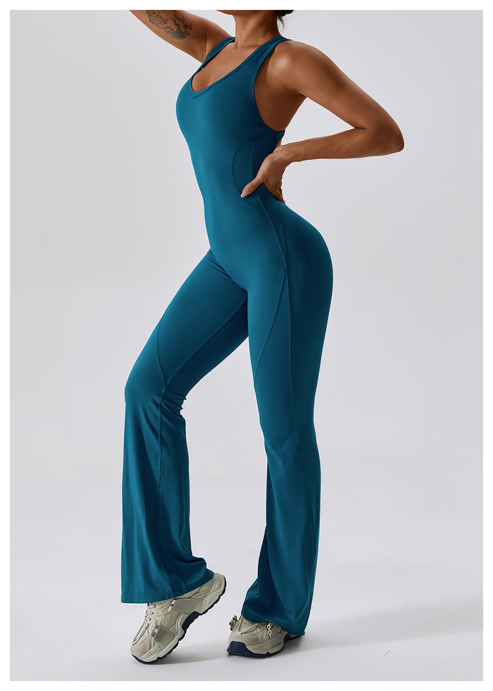 Damen Jumpsuit Tailliert V-Hals Nylon für Sommeraktivitäten 8
