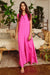 Damen Jumpsuit mit weitem Bein aus Satin in Fuchsia 1